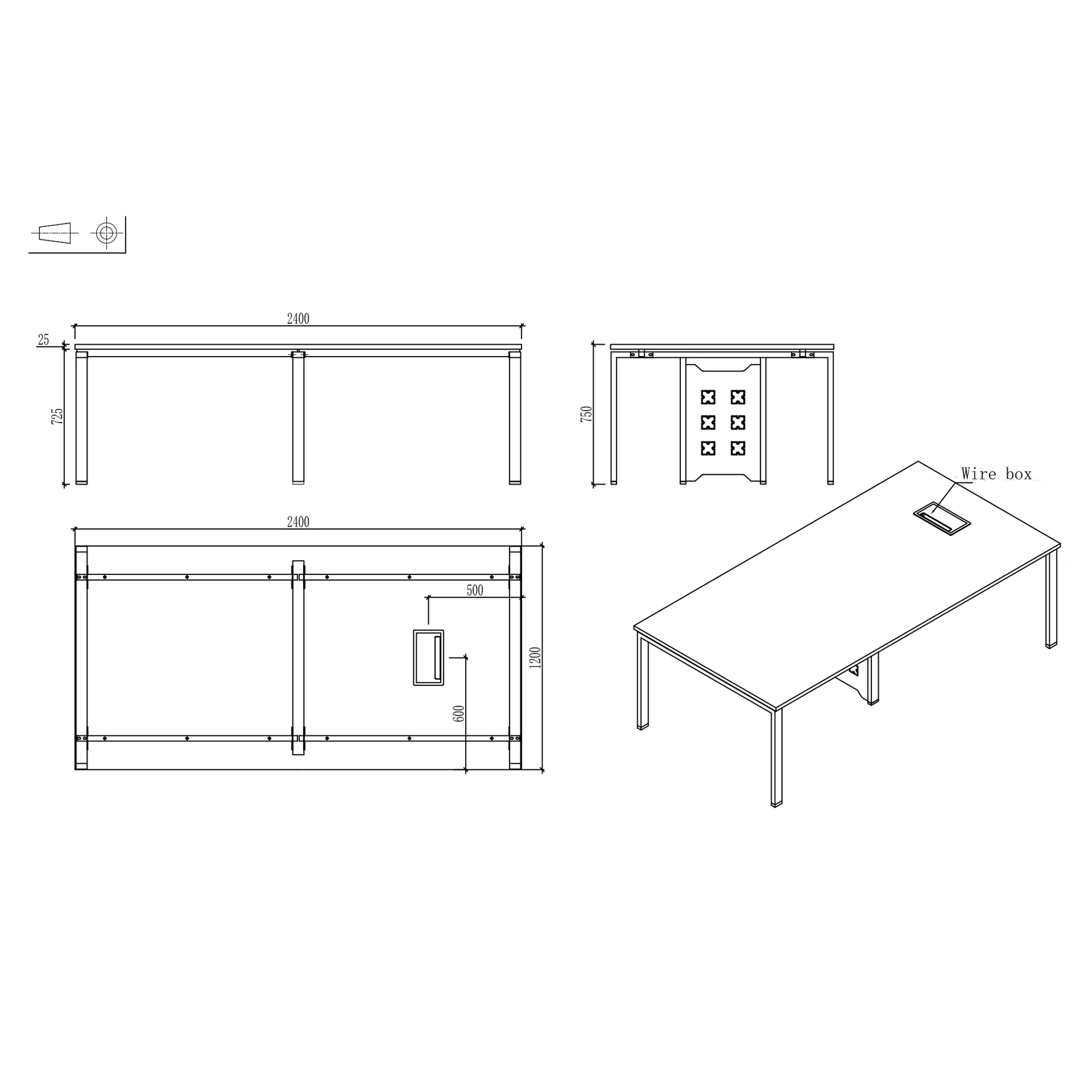 Заседателна маса Monaco 240/120 бряст бяла
